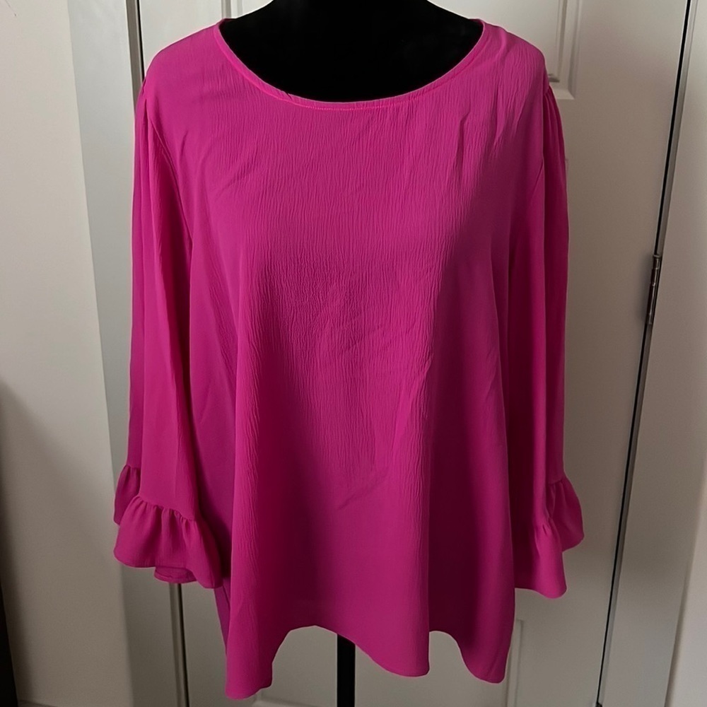 Bobeau 1X pinkโ bell sleeves blouse top
